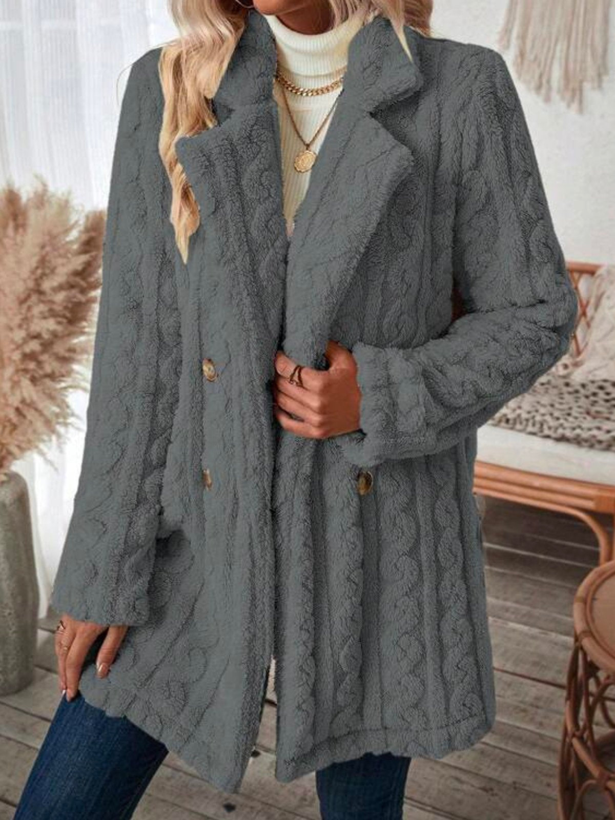 Damjacka Trendig Elegant Högkvalitativ Polyester Jacka för Dam-4
