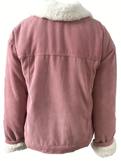 Dam Kappa Monokrom med Pälstrim Vinterkappa i Högkvalitativ Polyester-5