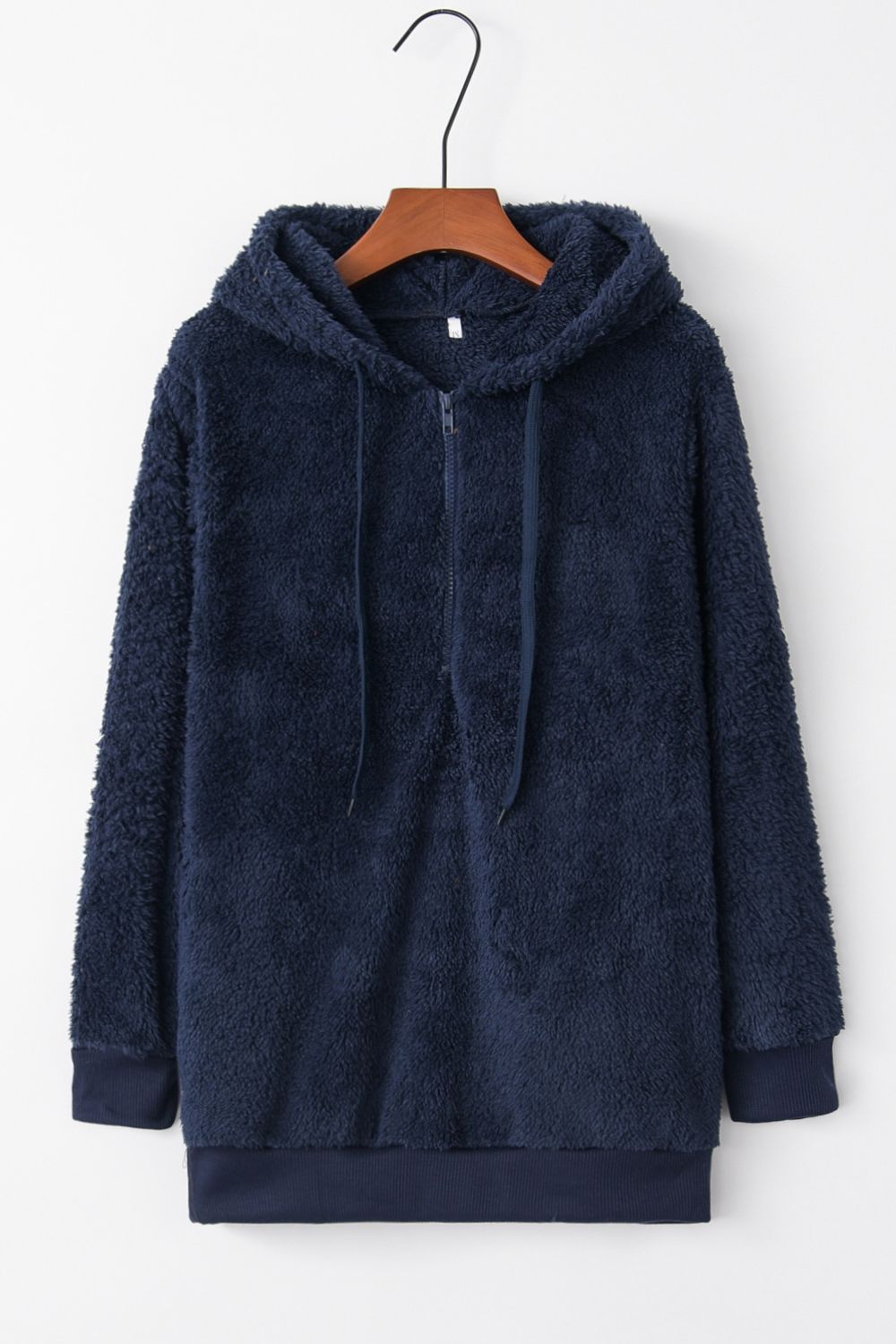 Variant image for Kvinnors Fleece Hoodie Halv Dragkedja Fluffig Teddy-material-7