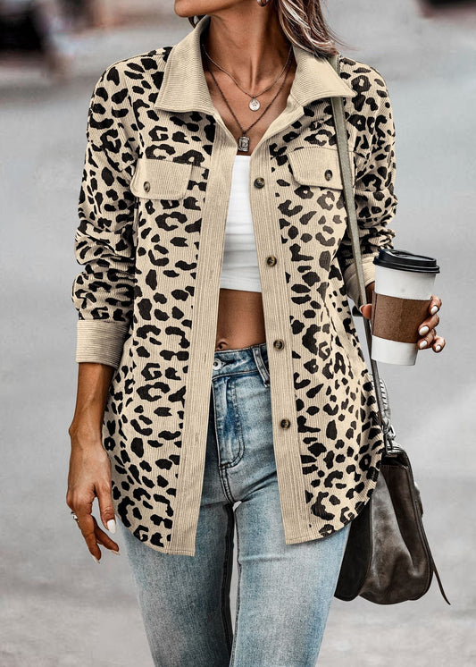 Leopardmönstrad Damjacka i Modern Design av Polyester – Trendig Jacka för Vardag och Fest 1