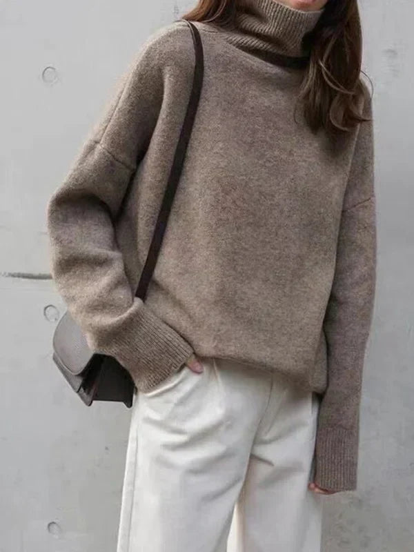 Kvinnors Turtleneck Tröja i 100% Cashmere – Elegant Normal Passform för Vardags och Formella Tillfällen 1