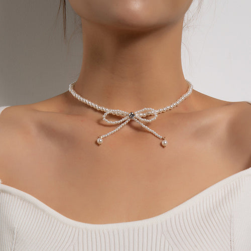 Dam Halsband Pärlor och Guldslinga Elegant Smycke-1