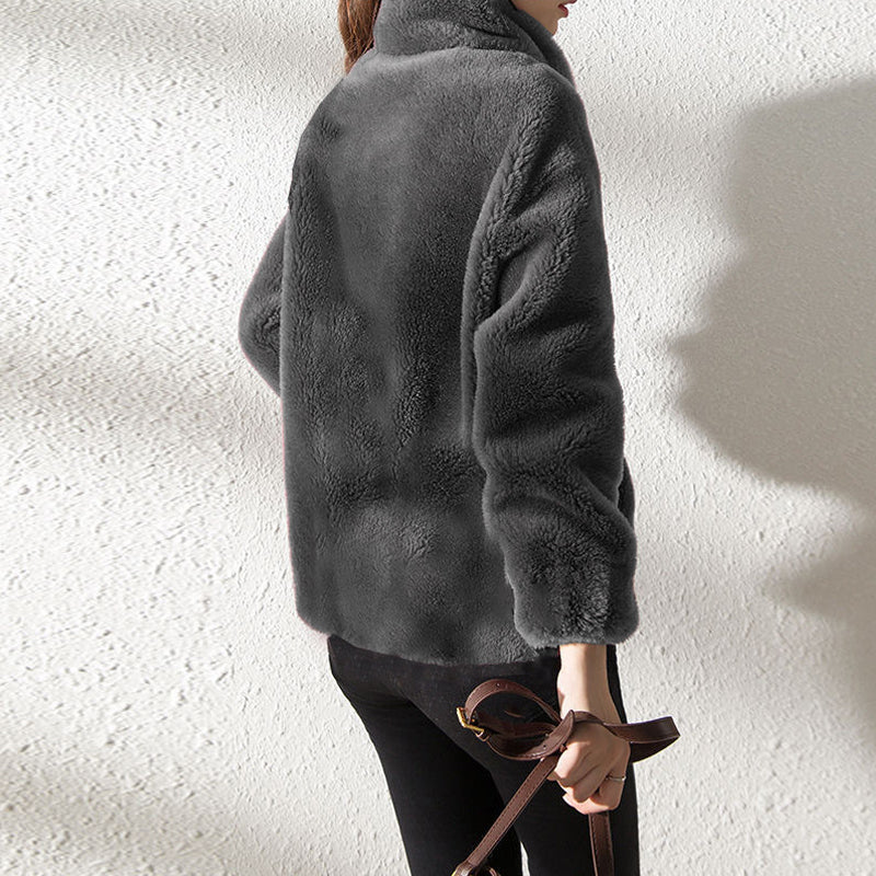 Fleecejacka Dam med Ståkrage – Mjuk och Elegant Design för Kalla Vinterdagar, Normal Passform, S-XL 2