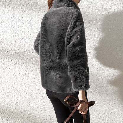 Fleecejacka Dam med Ståkrage – Mjuk och Elegant Design för Kalla Vinterdagar, Normal Passform, S-XL 2