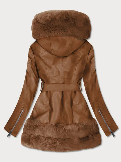 Lång Vinterjacka Dam Enkel Design Polyester med Fickor-3