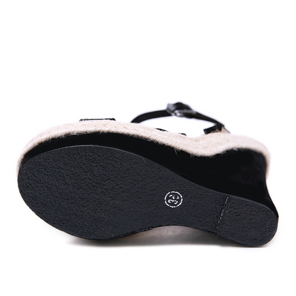 Kvinnors Gladiatorsandaler Höga Klackar PU Flock-4