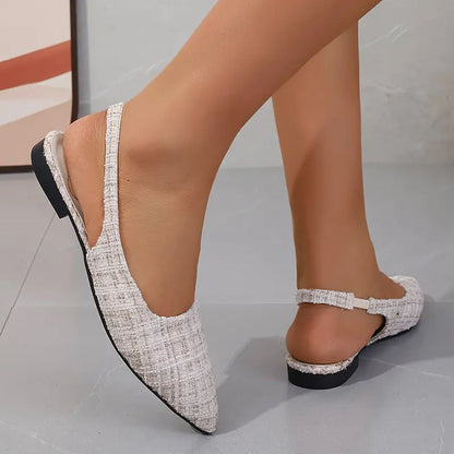 Dam Slingback Skor Spetsig Tå Syntetiskt Material-2