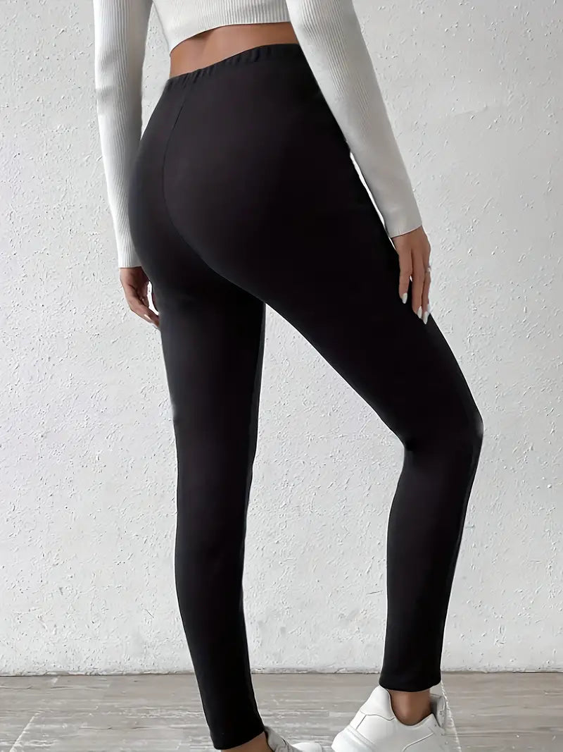 Kvinnors Midjeleggings Fleecefodrade Figurformande Stretch Material-2