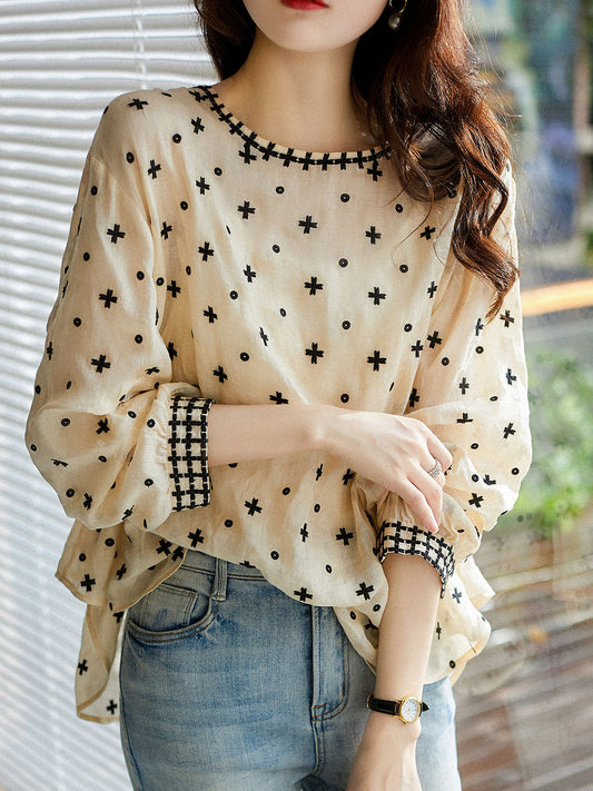 Dam Blus Ärmlös Lätt Polyester Elegant Design-1