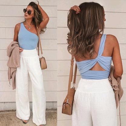 Kvinnor Lösa Byxor Brett Ben Bomullsblandning-3