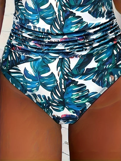 Baddräkt Dam V-ringning Justerbara Band Elastisk Material-3