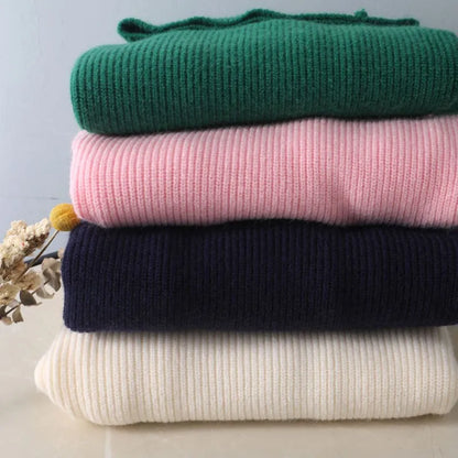 Dam Stickad Turtleneck Tröja Monokrom Akryl Klassisk Passform-3