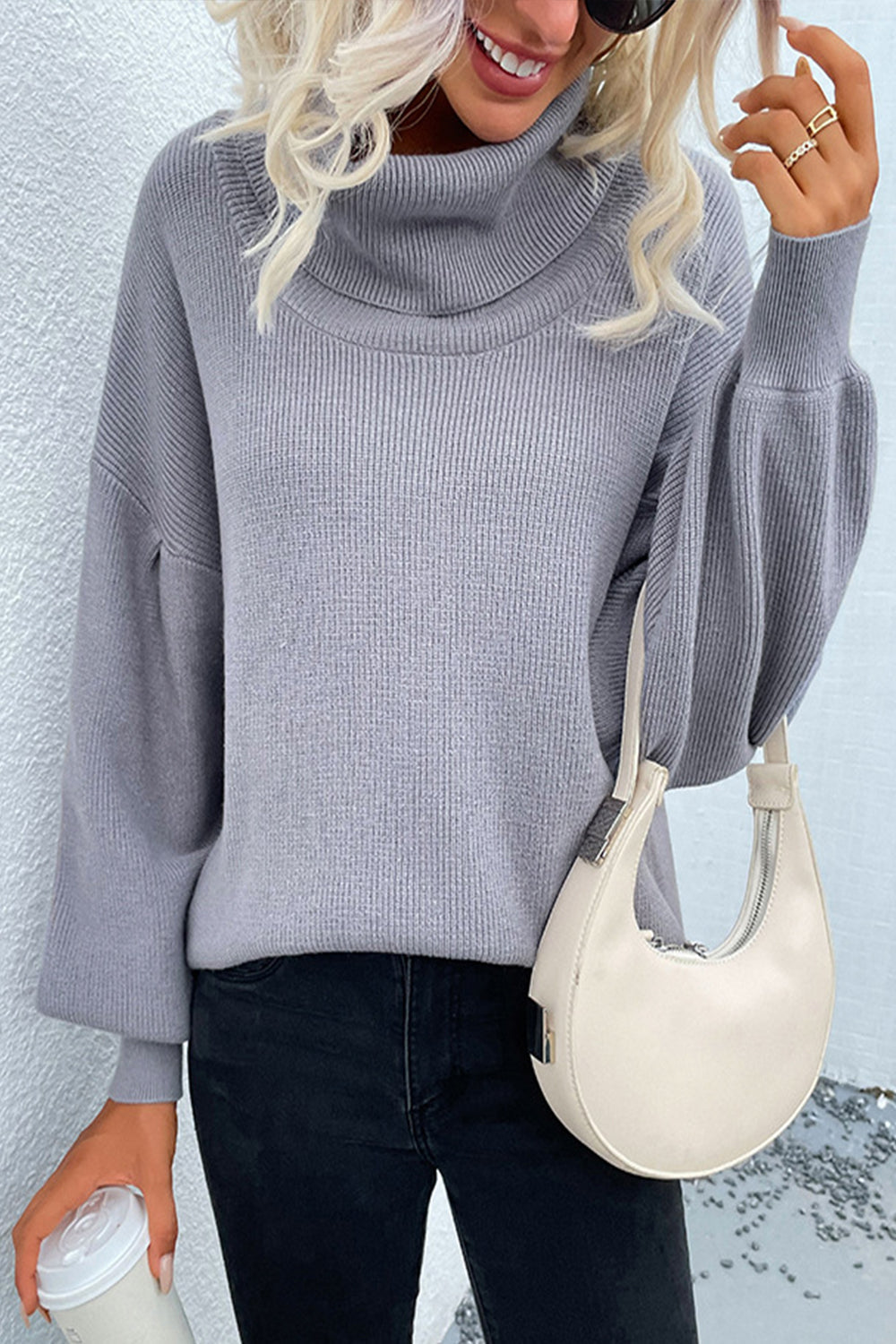 Unisex Tröja Hög Krage Långa Ärmar Polyester-5
