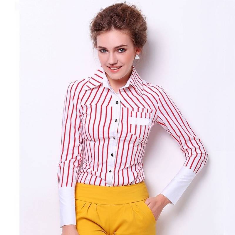 Dam Bodysuit Långärmad Randig Polyester med Vikbar Krage-6