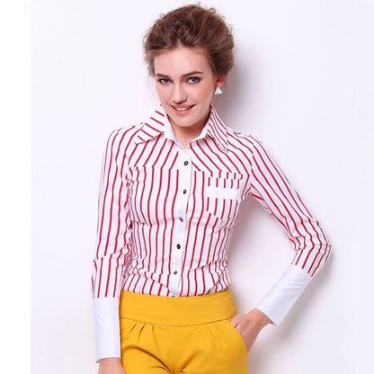 Dam Bodysuit Långärmad Randig Polyester med Vikbar Krage-6