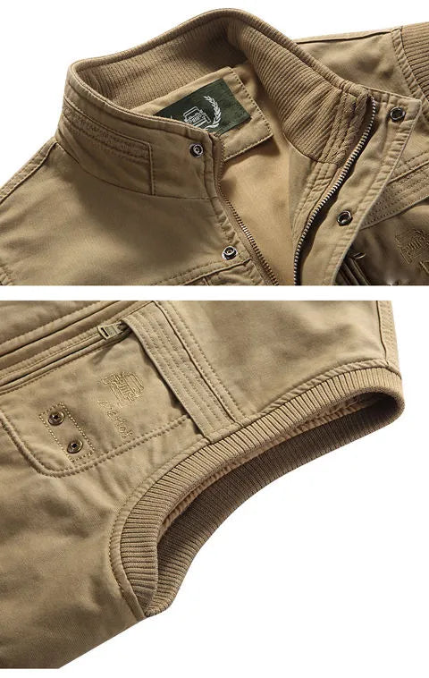 Taktisk Utomhusväst för Herrar i Hållbart Material – Vintage Stil med Flera Fickor, Perfekt för Camping och Fiske 4