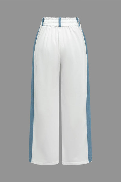 Kvinnors Denimset Trendigt Med Kontrast Detaljer-5