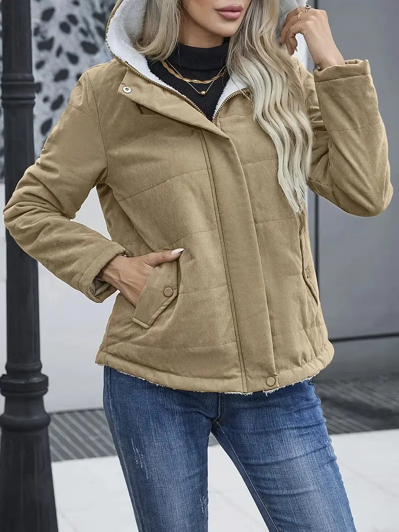 Variant image for Damjacka Vadderad med Dragkedja och Huva Polyester för Kalla Dagar-9