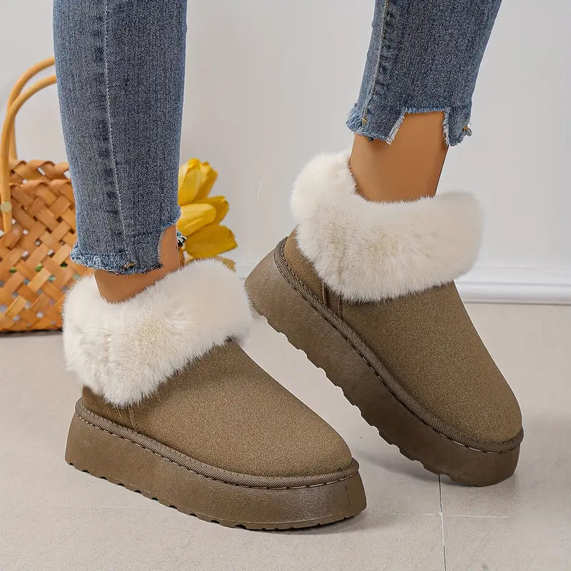 Vinterstövlar Dam Fodrade Vattentåliga med Icke-Glidande Sula-6