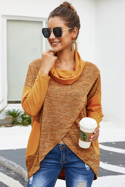 Dam Stickad Tröja Fällbar Krage Mjuk Polyester Bred Snitt-2