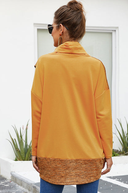 Dam Stickad Tröja Fällbar Krage Mjuk Polyester Bred Snitt-5