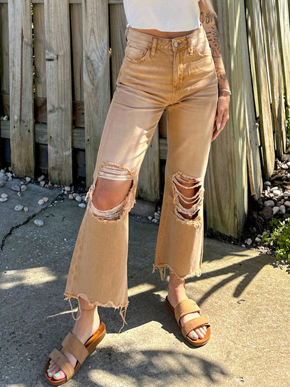 Variant image for Kvinnors Bredbensbyxor Hög Midja Denim-1