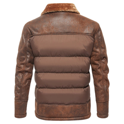 Herrskinnjacka Robust Läder Modern Design-3