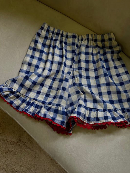 Dam Shorts Fritidsstil Elastisk Viskos och Linne-1