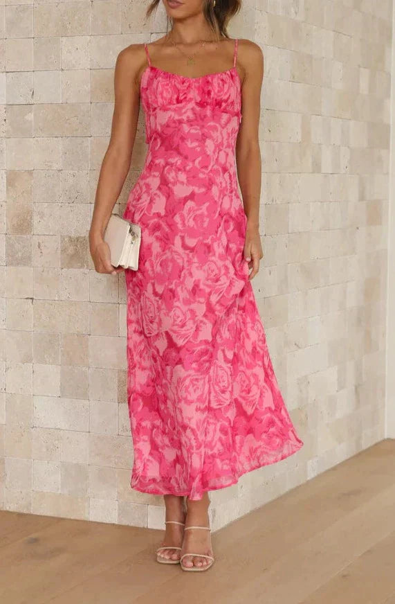 Dam Midi Klänning Fina Design Mjuk Tyg Elegant Festklänning-5