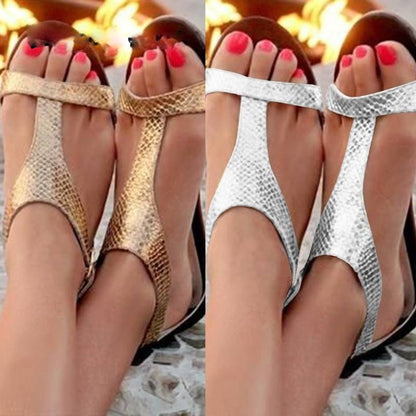 Dam Sandaler Gladiator Stil PU-Läder med Ankelrem och Gummisula-2