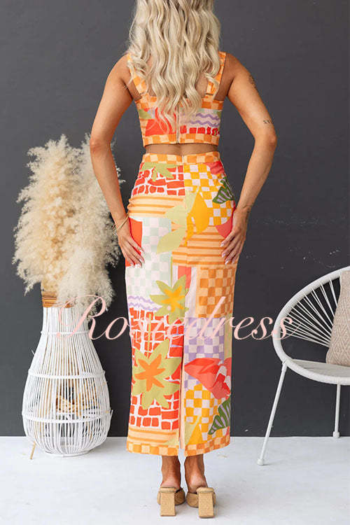 Dam Cami Top och Bodycon Maxi Kjol Set i Bomull och Polyester för Sommarkläder-6