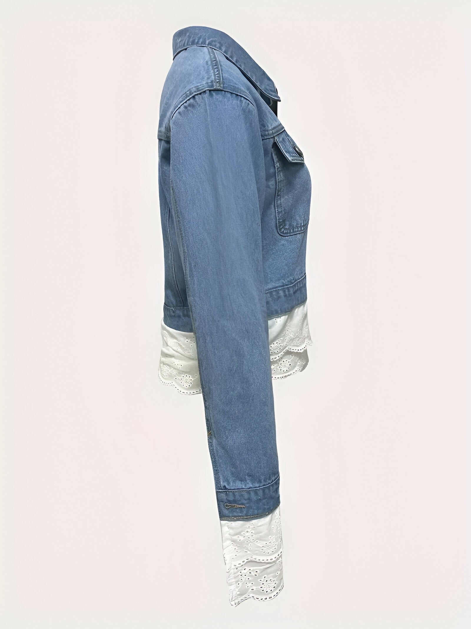 Kvinna Kort Denimjacka Chic Högkvalitativ Denim-2