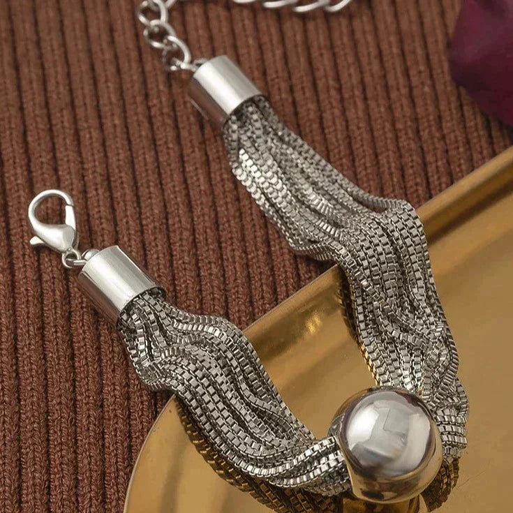Dam Halsband Multi-strängad Design Metall med Blank Pärla-2