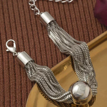 Dam Halsband Multi-strängad Design Metall med Blank Pärla-2