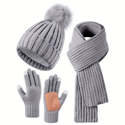 Variant image for Dam Vinterset Avslappnad Tygblandning Hatt Halsduk Handskar-4