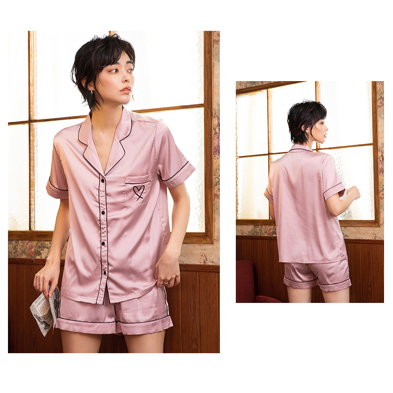 Dam Pyjamas Kort Randig Rayon Set-2