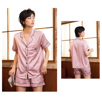 Dam Pyjamas Kort Randig Rayon Set-2