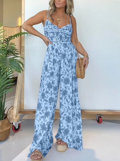Dam Jumpsuit Blommönster Bred Ben Polyester-6