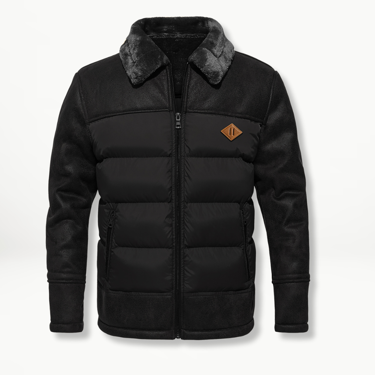 Dam Vinterjacka Läder med Fleecefoder Elegant Komfortabel-6