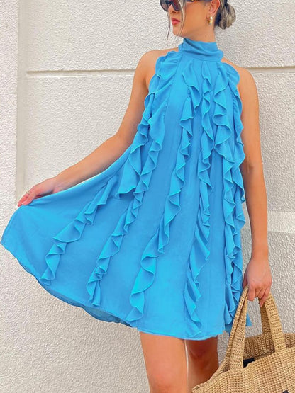 Eleganta Damklänningar med Hög Krage och Ruffles – Fina Klänningar i Högkvalitativt Tyg för Alla Tillfällen 8