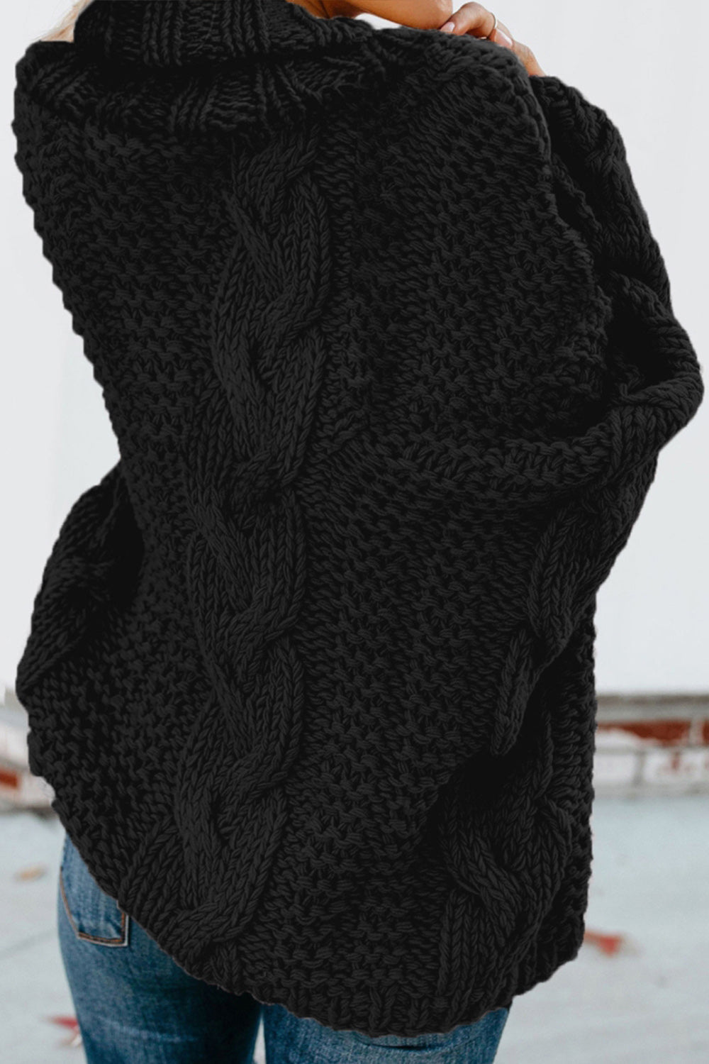 Dam Tröja Långärmad Twistad Polyester Hög Krage-6