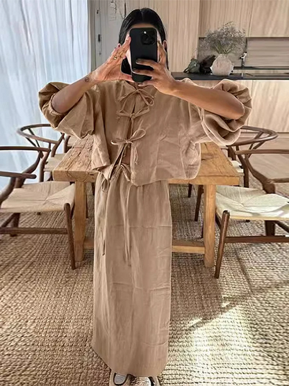 Dam Stickklänning Broderad Kontrastfärger Stickmaterial-2