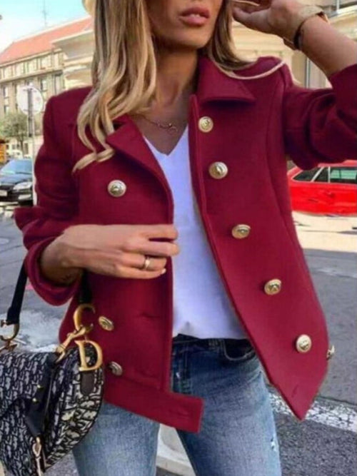 Dam Blazer Dubbelknappad Polyester med Gyllene Detaljer-1