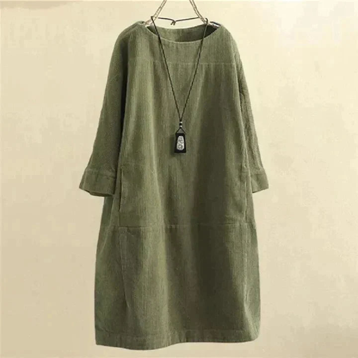 Variant image for Dam Midiklänning Vintage Kord Elegant MIDI-Längd Mjuk Material-43