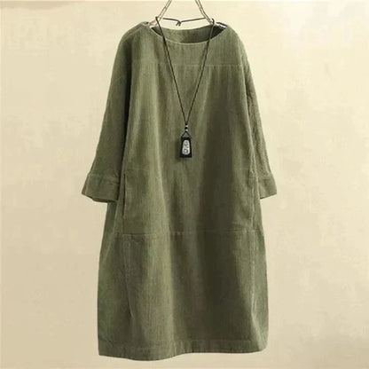 Variant image for Dam Midiklänning Vintage Kord Elegant MIDI-Längd Mjuk Material-43