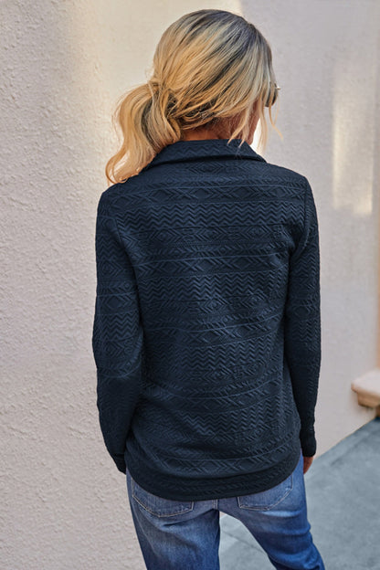 Dam Tröja Monokrom med Dragkedja Polyester Lång Ärmar 6