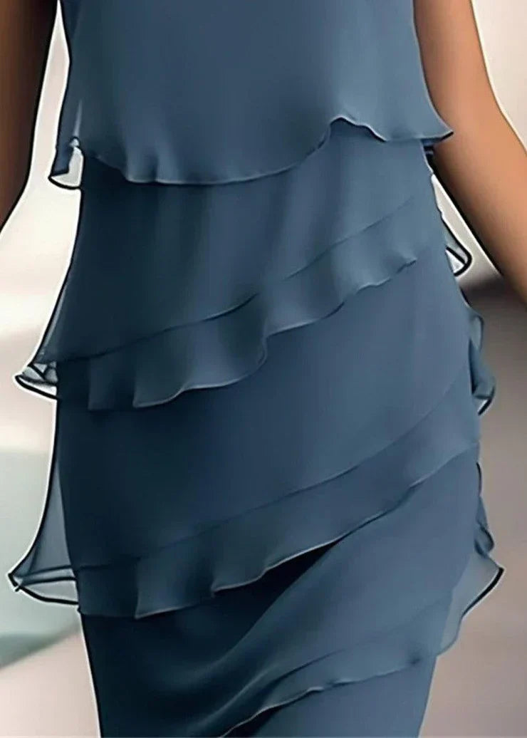 Kvinnors Mini Klänning Enkel Högkvalitativt Tyg-3