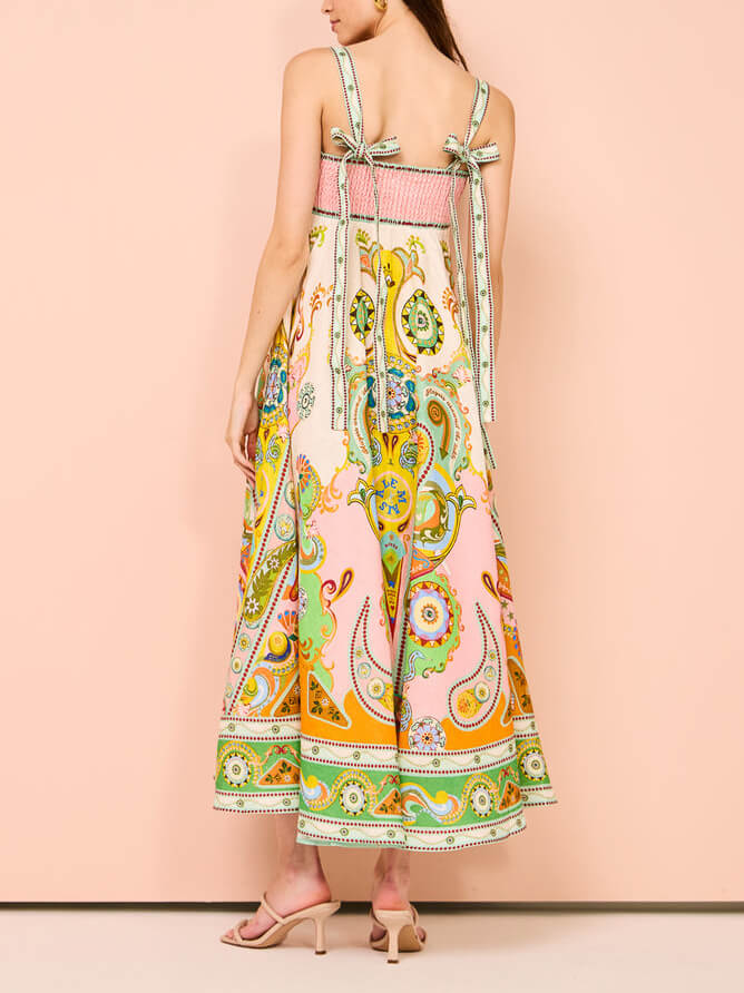 Dam Midiklänning Med Tryck Lätt Material Casual Elegant-3