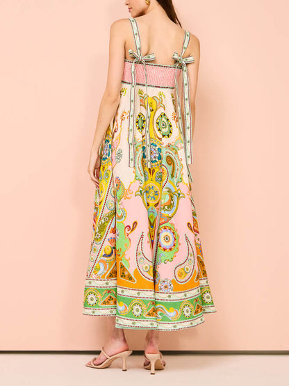 Dam Midiklänning Med Tryck Lätt Material Casual Elegant-3