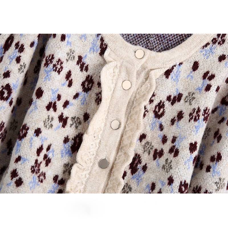 Dam Tröja Blommig Rundhals Polyester med Rufsade Accenter-3